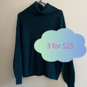 🍎3 for $25🍎Dark Green Ribbed Turtleneck Sweater